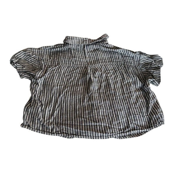 Laundry By Shelli Segal White and Blue Striped Cropped Blouse - Picture 2 of 4